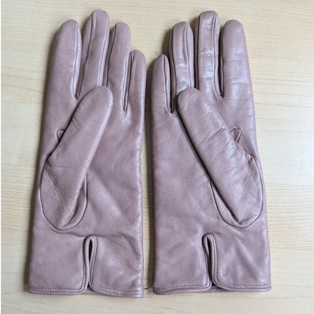 Mesca Venezia Dusty Pink Leather Gloves Cashmere Lined Made in Italy Size 6.5